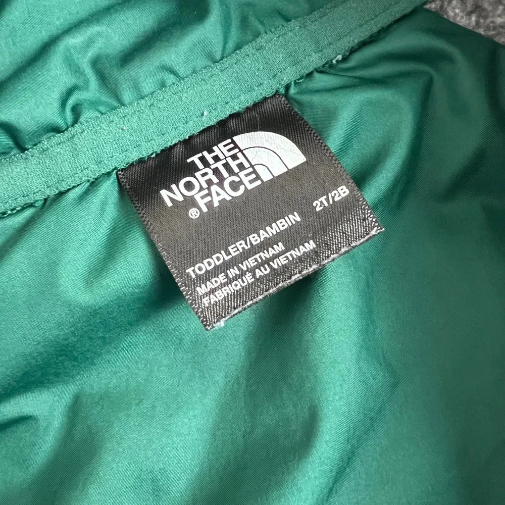 The North Face Jacket Mixed Media Quilted Fleece Toddler Size 2T Green Grey